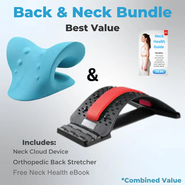 Memory foam neck traction pillow offers cervical support, tension relief, and spinal realignment at home.