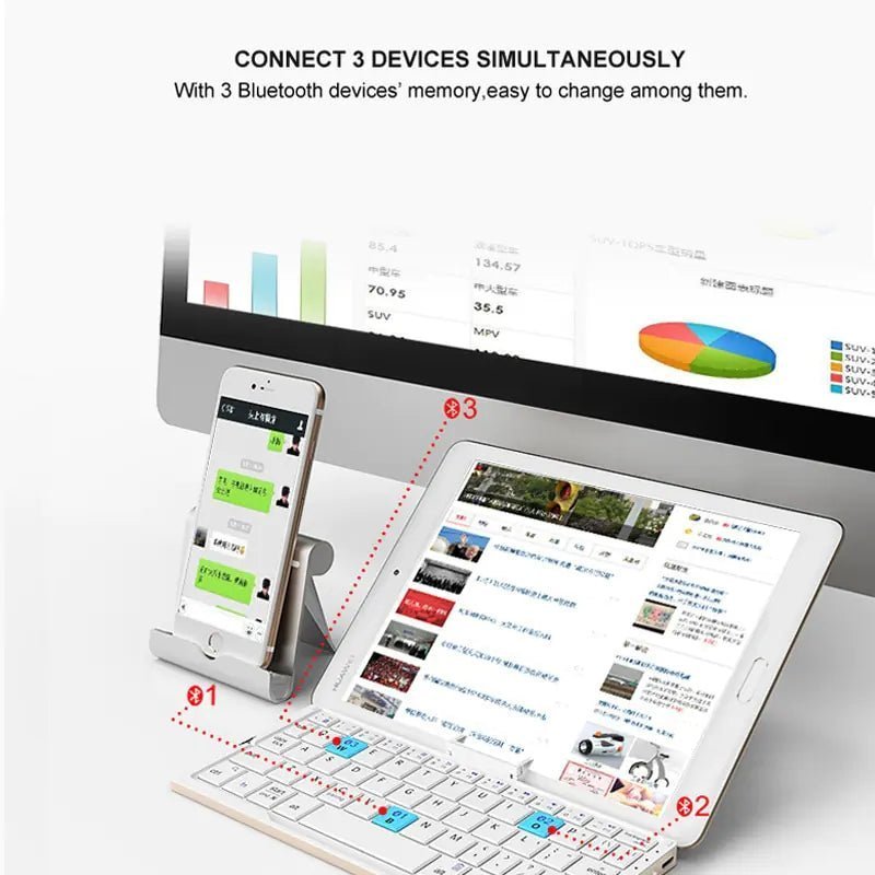 Mini Foldable Bluetooth Keyboard – Ultra - Portable, Versatile, and Durable! - GDNA