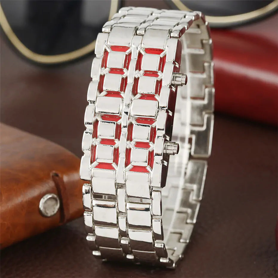 Digital Lava Wrist Watch – Bold Samurai-Inspired LED Timepiece!